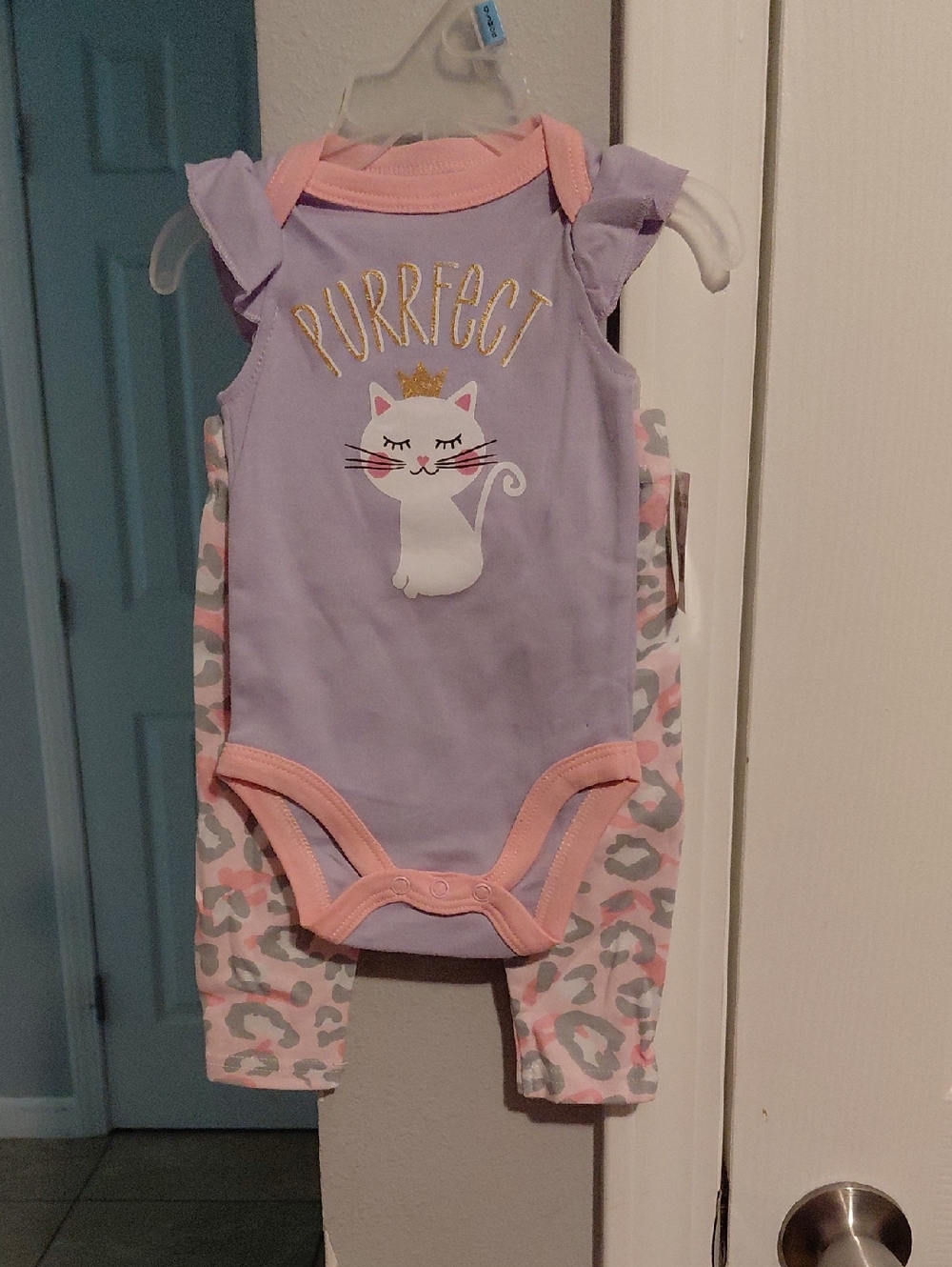 Kidgets Lavender & Pink 'Purrfect' Cat Baby Matching Set